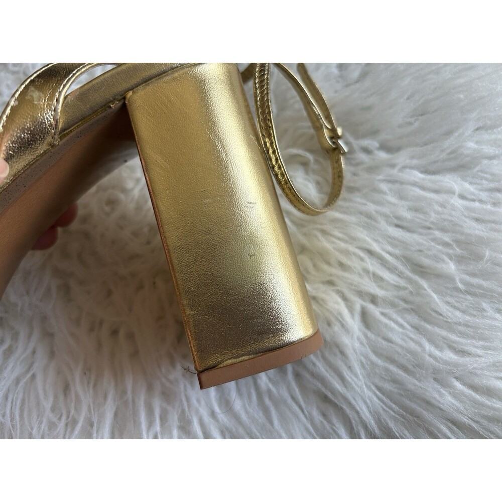 Zara Gold Platform Block Heel Sandals - Picture 5 of 14